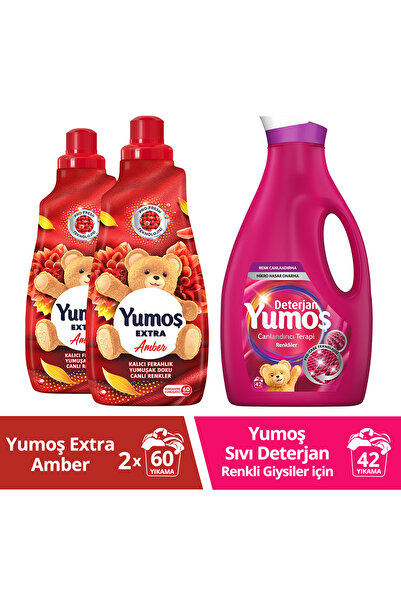 Yumoş Amber Çamaşır Yumuşatıcı 1440 ml 2adet Deterjan Renkli Giysiler 2520ml1...