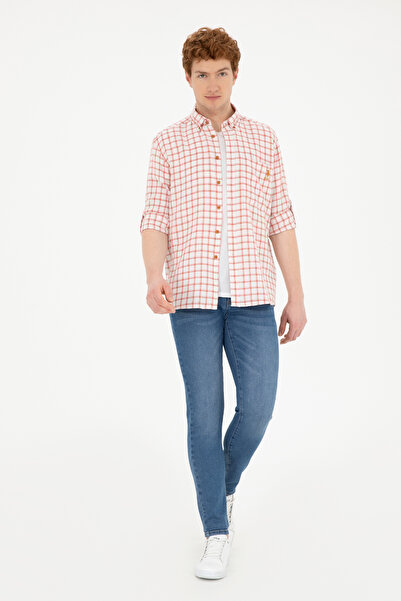 U.S. Polo Assn. Men's Brick Colored Checked Shirt - 50283820 -VR031
