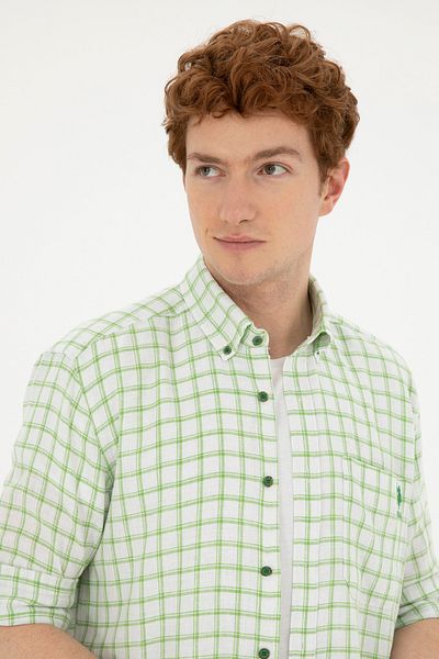 U.S. Polo Assn. Green Checkered Men's Shirt -50283820-VR054