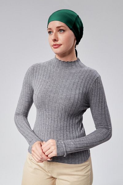 Sonbaharmoda Γυναικείο Hijab Lycra Χτενισμένο Βαμβακερό Αντιολισθητικό Απλό Δέσιμο Καπό Πράσινο