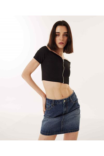 Twist T-Shirt mit Metallreißverschluss