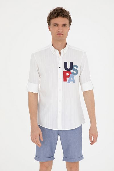 U.S. Polo Assn. Men's White Long Sleeve Shirt 50283781-Vr013