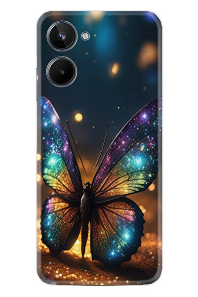 realme 10 Kılıf Boutique Baskılı Resimli Rengarenk Kelebek Pcode -097