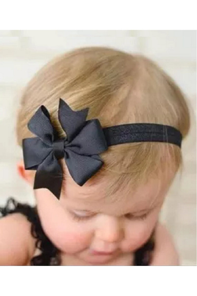 Atılgan Grp Siyah Yıldız Kurdele Fiyonklu Bebek ve Çocuk Bandana 6 Ay - 5 Yaş