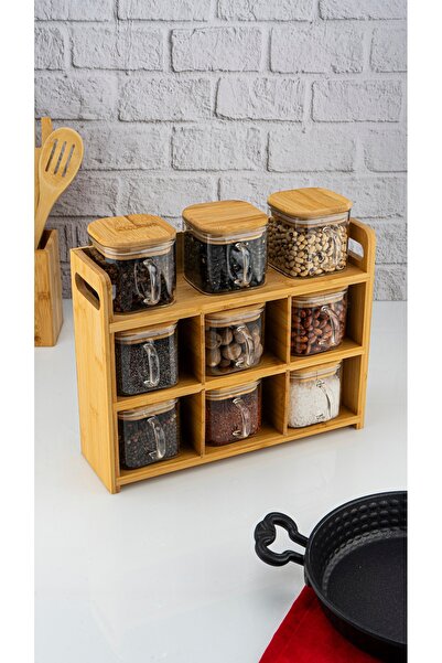 Bambum Tier  10 Parça 3 Katlı Kulplu Baharatlık Seti