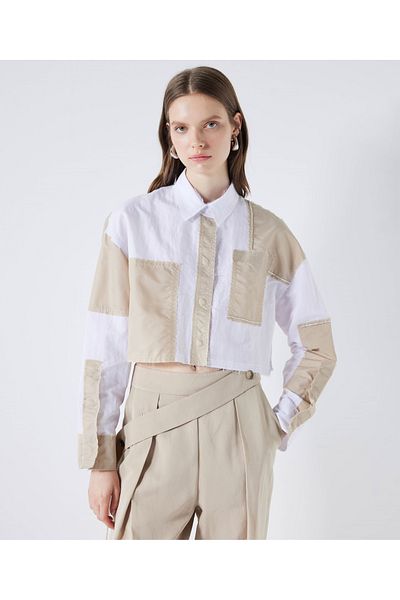 İpekyol Colorblock crop shirt
