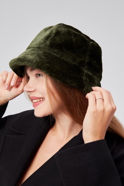 derikem Pălărie de pescar pentru femei Bucket de pluș Pălărie moale și păroas...