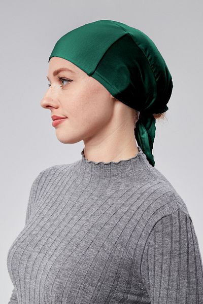Sonbaharmoda Γυναικείο Hijab Lycra Χτενισμένο Βαμβακερό Αντιολισθητικό Απλό Δέσιμο Καπό Πράσινο