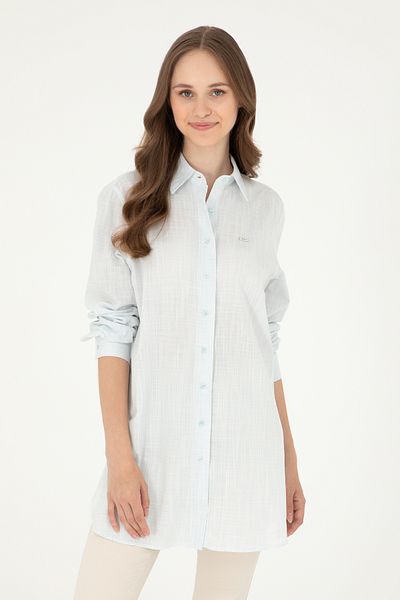 U.S. Polo Assn. Cămașă cu mânecă lungă albastru deschis pentru femei 50283751 -VR003
