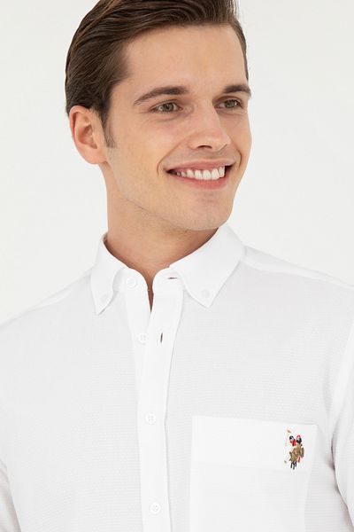 U.S. Polo Assn. Λευκό μακρυμάνικο ανδρικό πουκάμισο 50283700-VR013