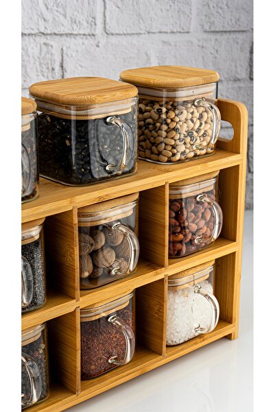 Bambum Tier  10 Parça 3 Katlı Kulplu Baharatlık Seti