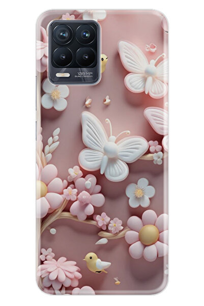 realme 8 - 8 Pro Kılıf Boutique Baskılı Resimli Pembe Kelebekler Pcode -088