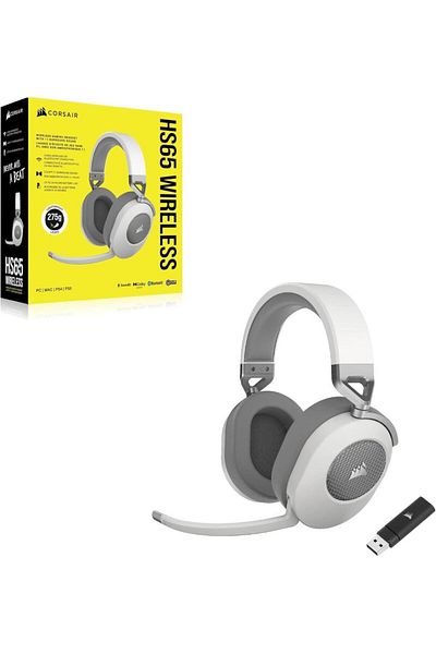 Corsair سماعة رأس لاسلكية للألعاب Hs65 Surround USB Dolby Audio 7.1 باللون الأبيض