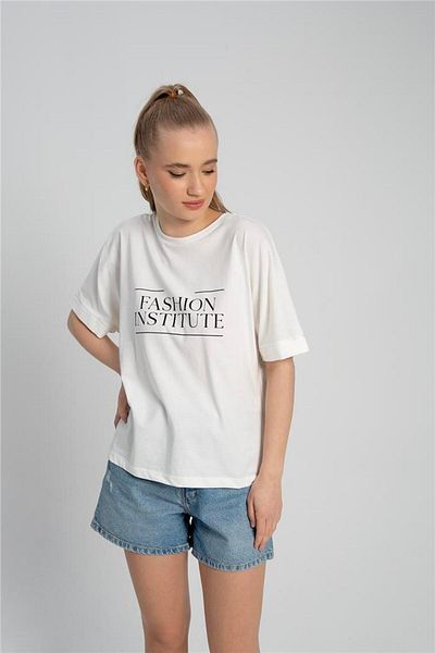 Avrile Ecru Women's T-Shirt - Printed Front Text