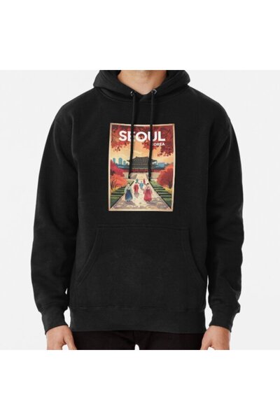 THEWERT Hanorac imprimat cu poster de călătorie vintage Seoul unisex