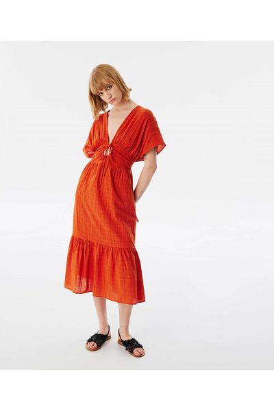 Twist Strukturiertes Kleid mit Schnürung vorne