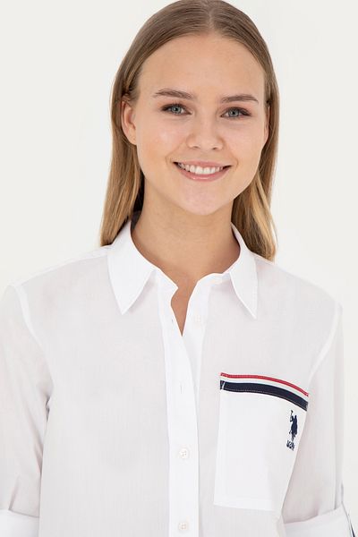 U.S. Polo Assn. Cămașă albă cu mânecă lungă pentru femei - 50283571 -VR013