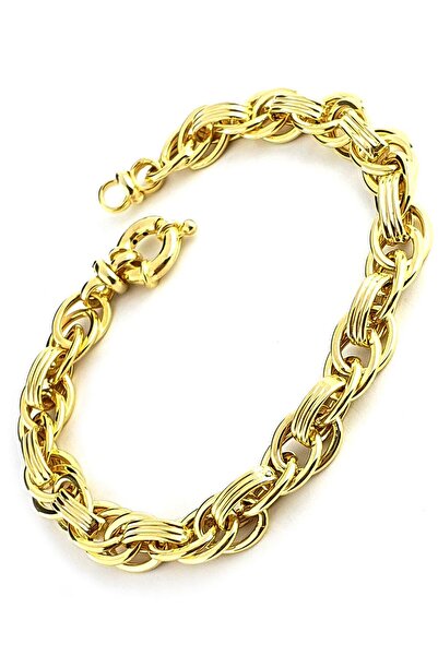 OSESHOP İtalyan 925ayar Gümüş Üzerine Altın Kaplama Tasarım Hallow Bileklik