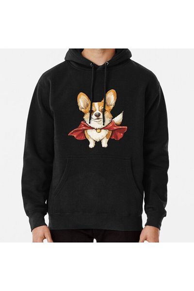 THEWERT Φούτερ με στάμπα Unisex Corgi Dog Superhero - A Cheerful Smile Design