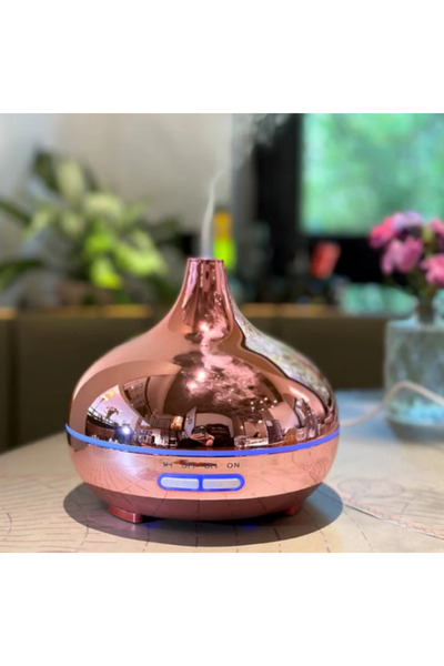 AteşTech Aroma Difüzör Hava Nemlendirici Parlak Rose Gold Kaplama Kumandalı Buhar Makinesi 550ml