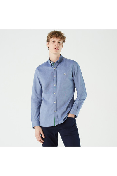 Lacoste Erkek Slim Fit Düğmeli Yaka Lacivert Gömlek