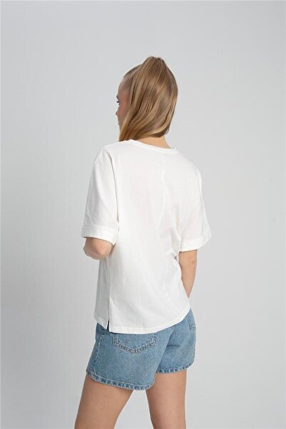 Avrile Ecru Women's T-Shirt - Printed Front Text