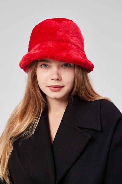 derikem Red Women's Fisherman Hat - Plush Bucket Soft and Furry