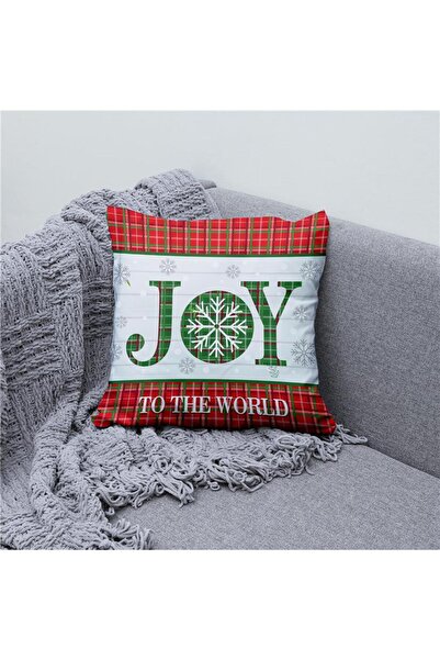 Evmila Față de pernă din catifea cu model Joy cu tema de Anul Nou 43x43 cm - ...