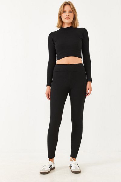 Bianco Lucci Women's Tights Crop Top-Bottom Set 149 60251869
