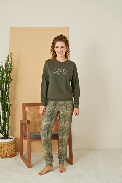 Genel Markalar 3112 Rozalinda Kadın Bisiklet Yaka Uzun Kollu Paçası Bantlı Pi...