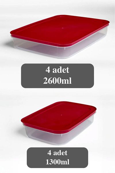 Mapple Home 8 Pieces Microwave Refrigerator Organizer - 4X2600Ml and 4X1300Ml Freeze Storage Container