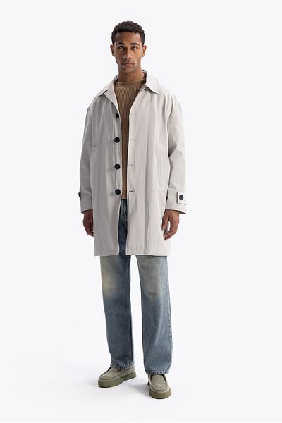 GIESTO Γκρι Oversize καμπαρντίνα