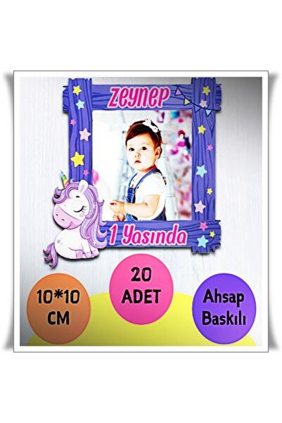 wonderlike Bebek Çocuk Doğum Günü Resimli Ahşap Magnet 20 Adet a5