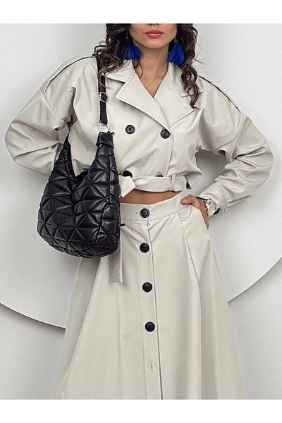 GİZONLY Women's Knitwear Bottom Top Set Buttoned Jacket and Skirt