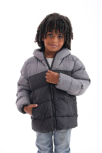 Mina Boy's Winter Puffer Jacket - With Padding, Hood and Inner Fleece
