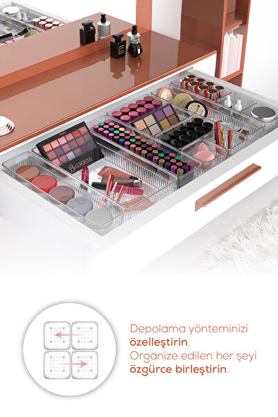 Evlinya 14 Parça Takı Makyaj Çekmece Içi Düzenleyici Kozmetik Aksesuar Organizer