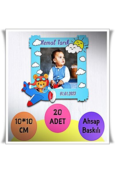 wonderlike Bebek Çocuk Doğum Günü Resimli Ahşap Magnet 20 Adet