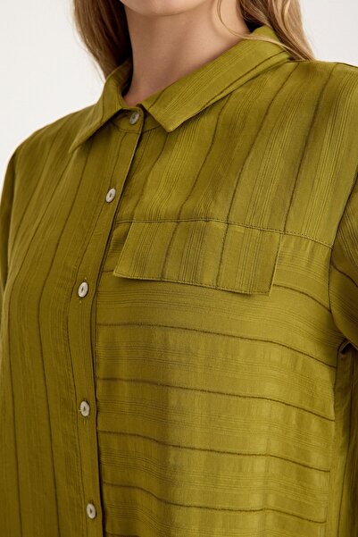 QANU Πουκάμισο με αγκράφα Modal Oil Green