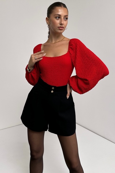 LB Laluna Butik Women's Square Neck Honey Sleeve Blouse Stretchy Fabric