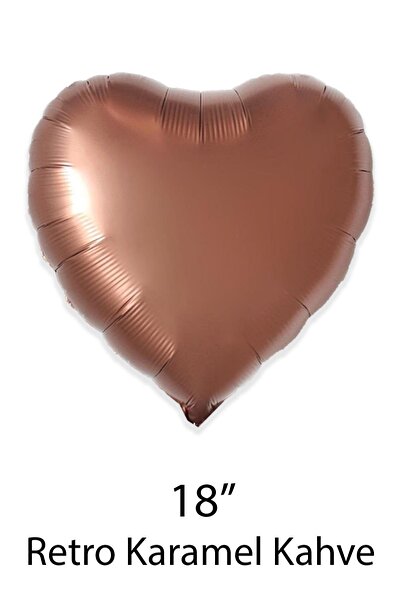 Atölye Mi بالون ريترو كراميل بني على شكل قلب مقاس 18 بوصة