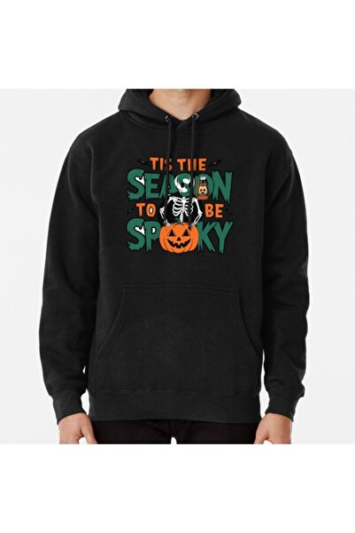 THEWERT Hanorac unisex cu imprimeu cu schelet de Halloween Spooky Season