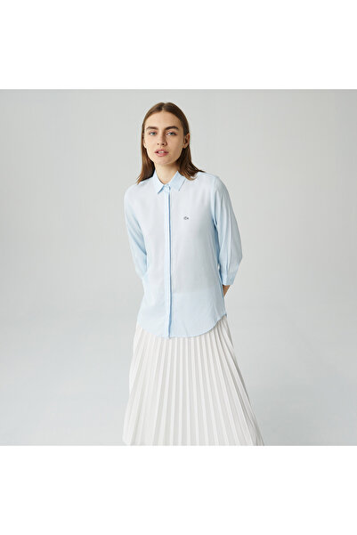 Lacoste Kadın Relaxed Fit Mavi Gömlek
