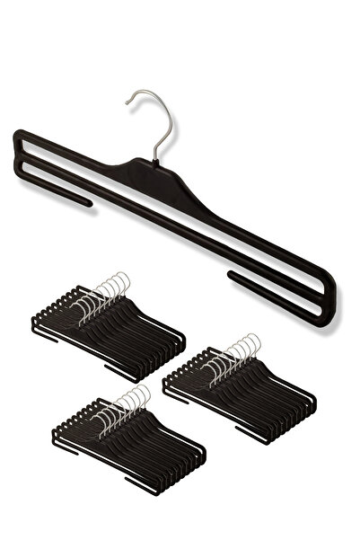 DEMOPLAST HANGER & TEXTILE ACCESSORIES Pantolon Askısı, Siyah Plastik Askı (3...