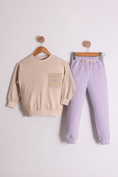 Pollito Set de 2 piese tricotat sezonier pentru fete cu detaliu broderie