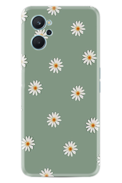 realme 9i Kılıf Boutique Baskılı Resimli Yeşil Papatyalar Pcode -041