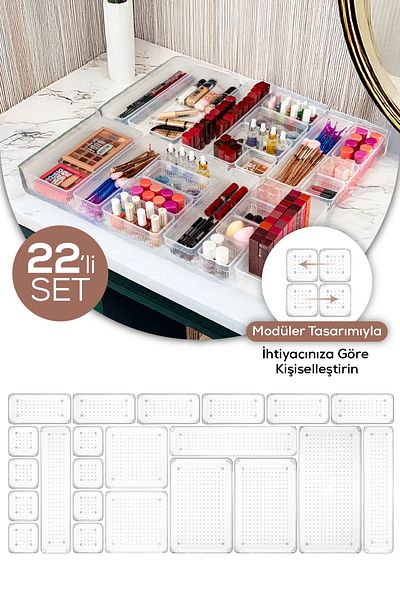 Evlinya 22 Pieces Jewelry Makeup Cabinet-Drawer Organizer Organizer