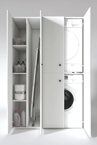 Kenzlife Çamaşır-Kurutma Makinesi Dolabı Kapaklı Yaromira Sol Byz 180*120*60 Banyo Arkalıksız