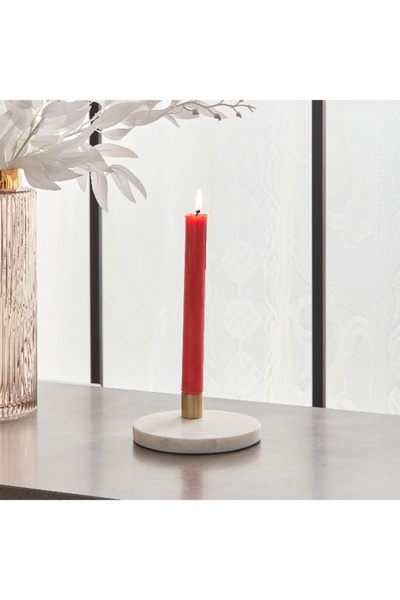 Home Box حامل شموع ليف ميتال بقاعدة رخامية - 13×13×4 سم