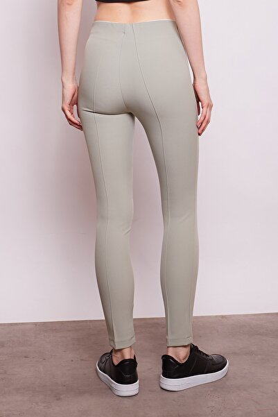 Jument Power Strech Stretch Fabric Slim Fit High Waist Elastic Waist Ankle Length Fabric Trousers-Cagla Green