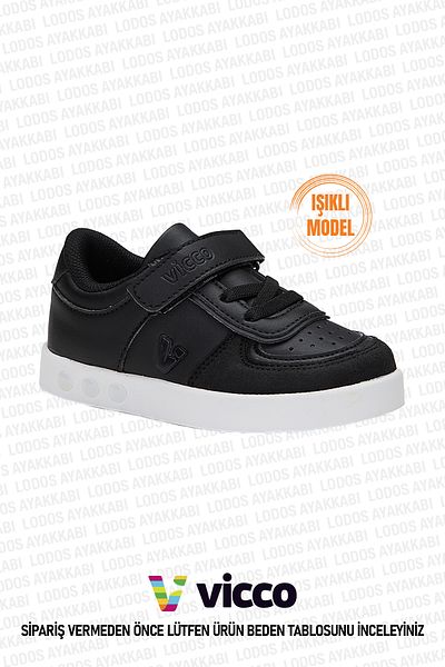 Vicco Sam Model Lighted Unisex Baby and Kids Sneakers Black Sneakers